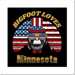Bigfoot loves America and Minnesota Posters and Art